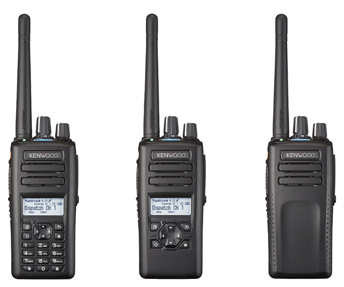An image displaying 3 NX-3000 series kenwood two-way radios